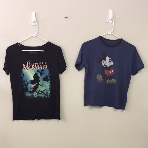 Disney Tops - 2 Pc Disney Little Mermaid & Mickey Mouse T-Shirt Bundle L & XL Both Fi…